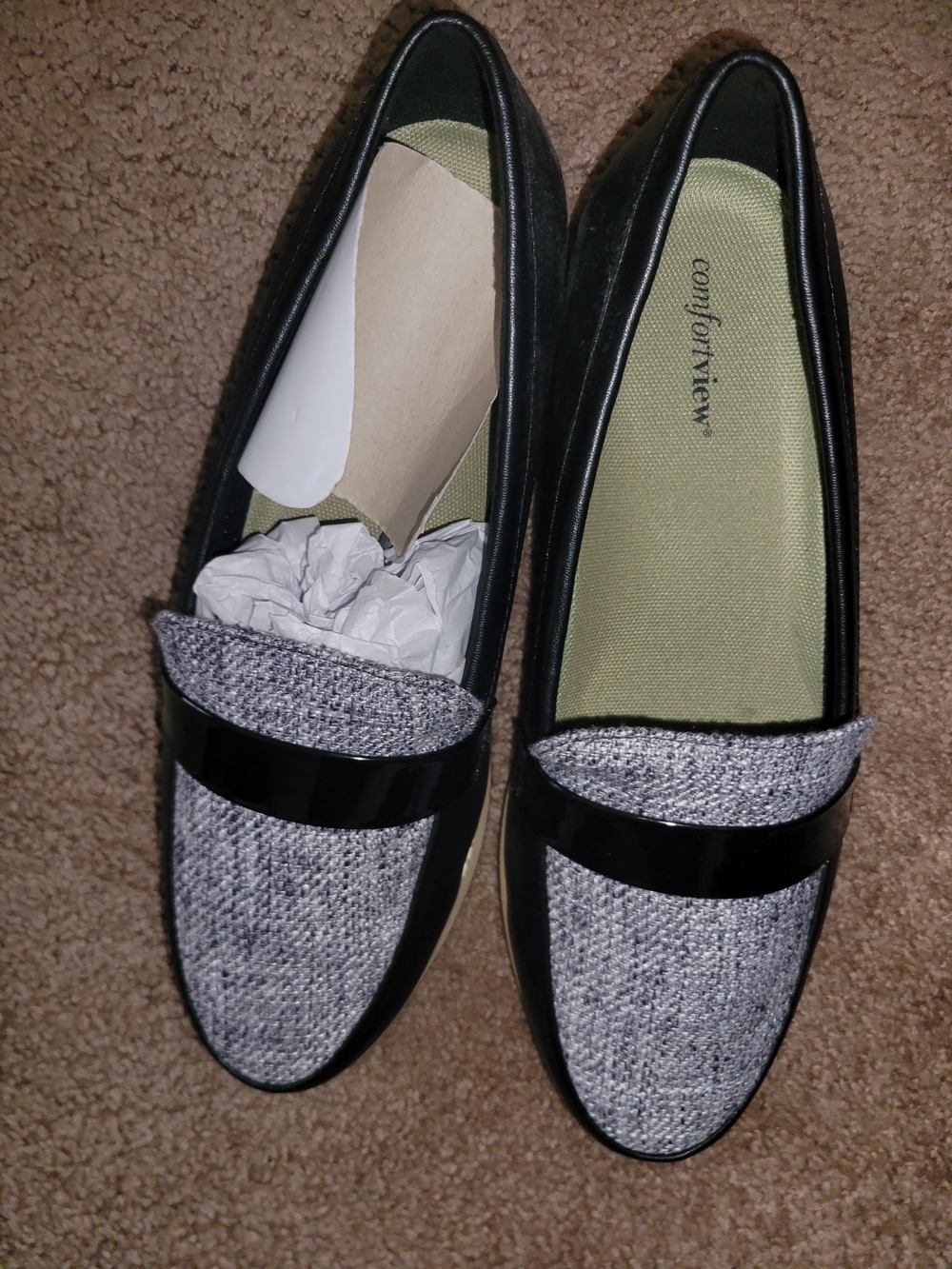comfortview Women's Black & Gray Knit Slip-On Loafers